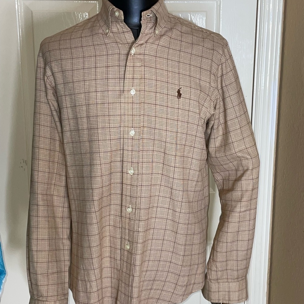 VTG Ralph Lauren Men's Custom Fit Twill Button Down Shirt Plaid Size M​​​​​ - Picture 5 of 10